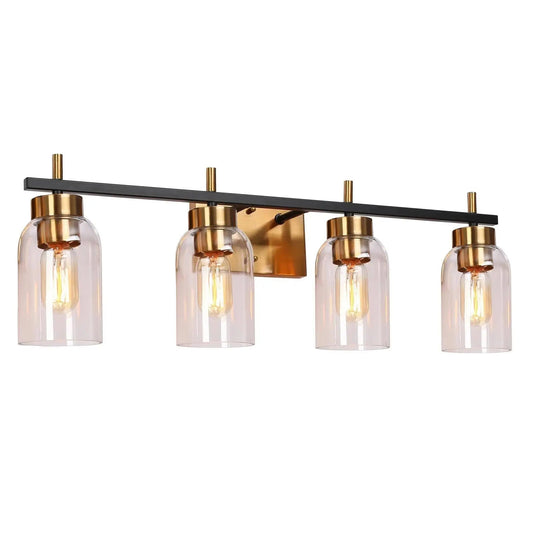 Broccoli 4-Light Black and Brass Vanity Light