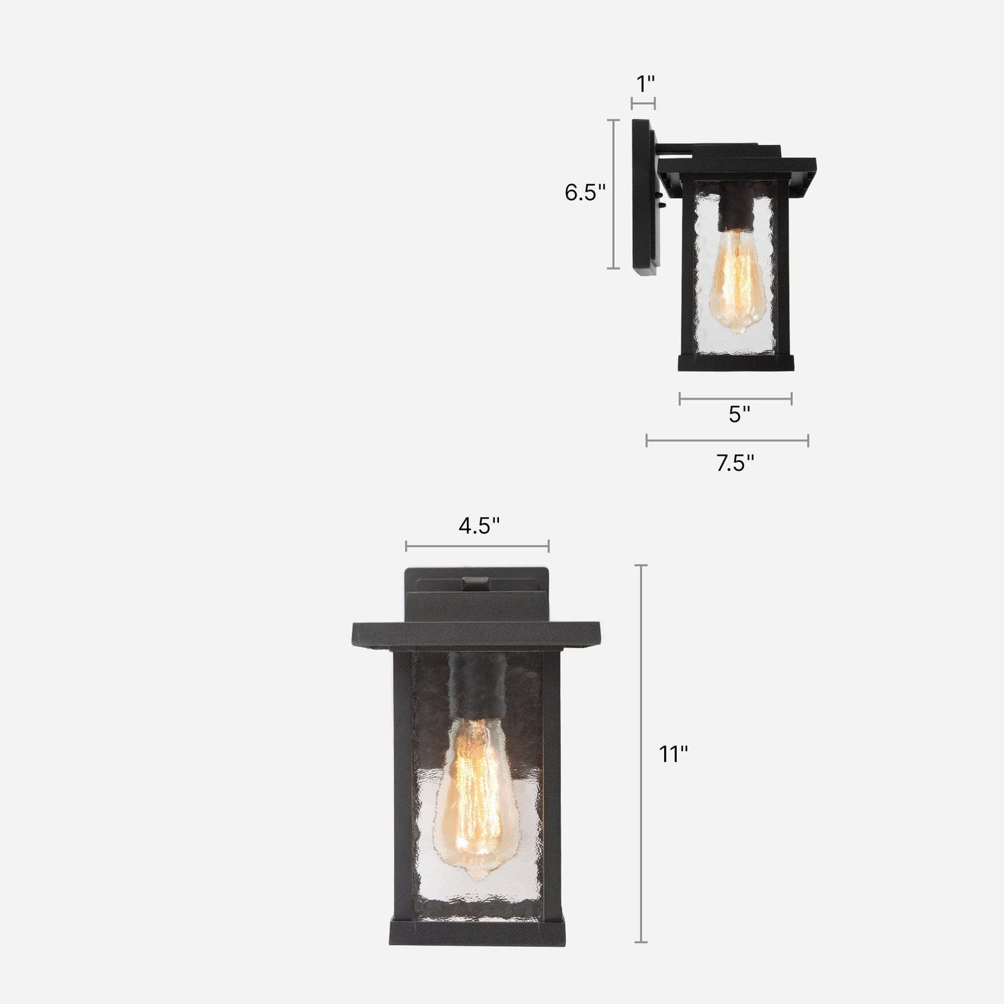 1-Light Outdoor Lantern Wall Light with Textured Glass - Belles Lighting