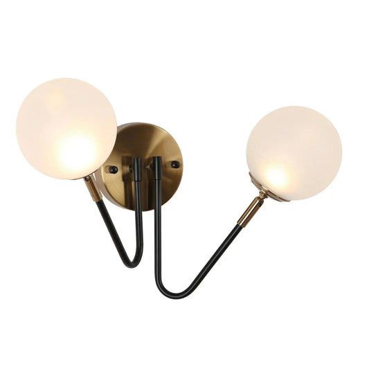 Betonicifolia 2-Light Black & Gold Wall Sconces with Globe Glass