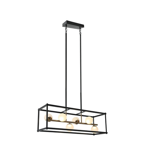 Betonicifolia 6-Light 34-in Black Modern Rectangle LED Kitchen Island Light