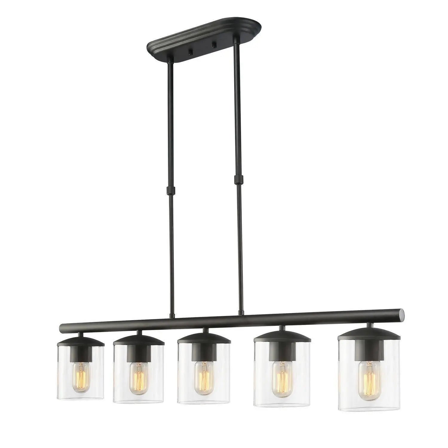 Delia 5-Light 37-in Black Modern Linear Kitchen Island Light