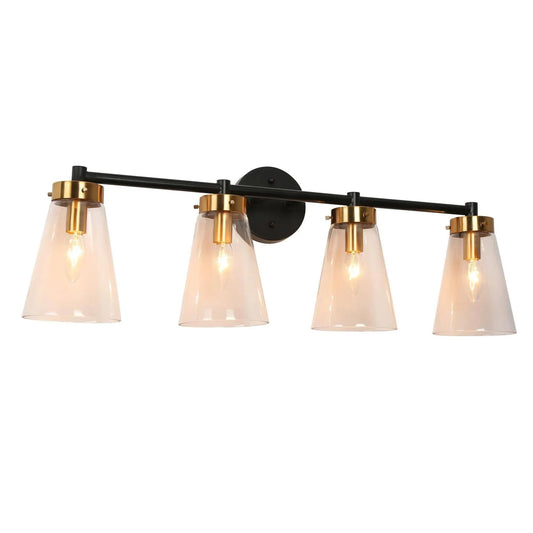 Deferoiry 4-Light Black and Brass Vanity Light