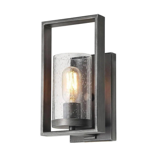 Isangelos 1-Light Modern Black Seeded-Glass Wall Sconces