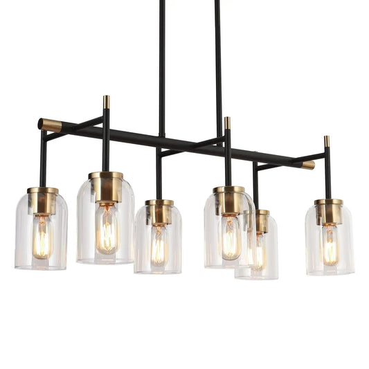 Ephedra 6-Light 27.5-in Black&Gold Modern Linear Kitchen Island Light