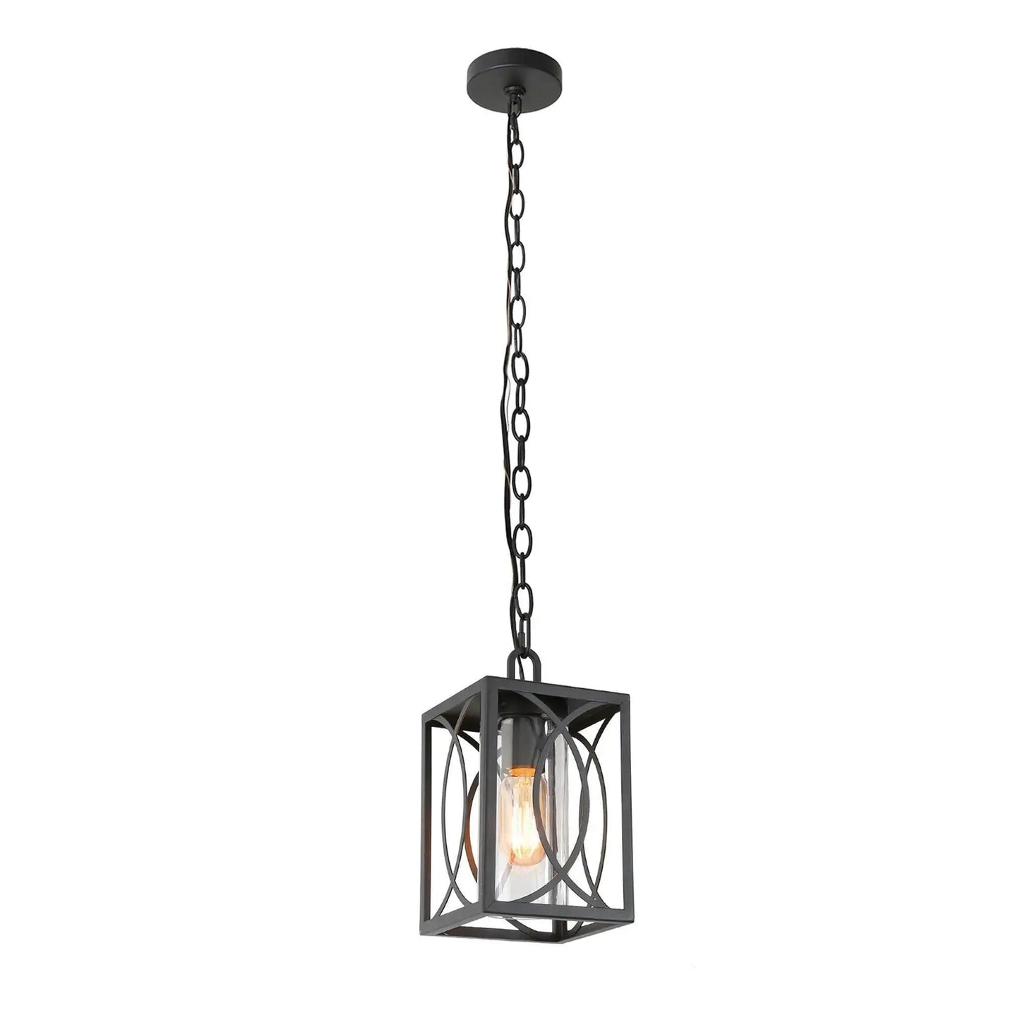 Fansirenly 1-Light Mini Black Outdoor Pendant Light