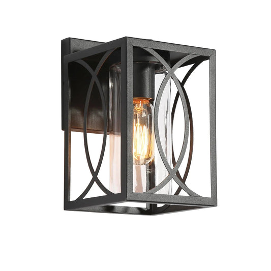 Fansirenly 9"H 1-Light Black Outdoor Wall Lantern