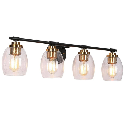 Gary 2-Light Black and Brass Vanity Light