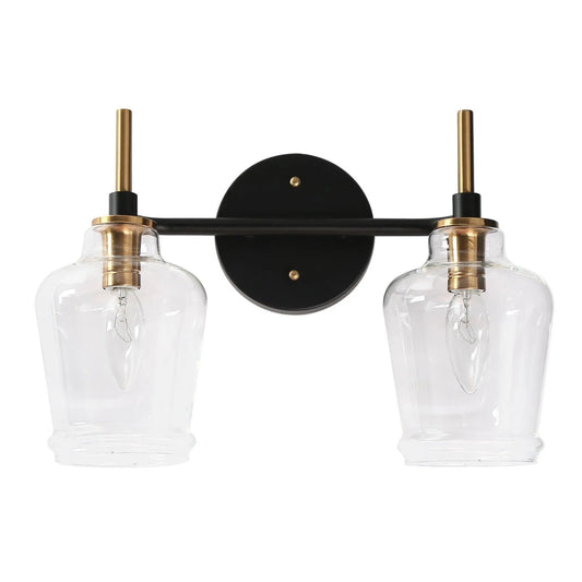 Grandiflorus 2-Light Black and Brass Vanity Light