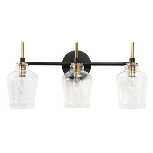 Grandiflorus 3-Light Black and Brass Vanity Light