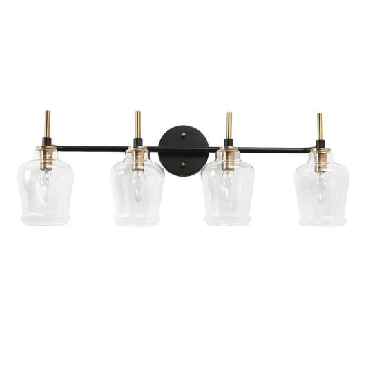 Grandiflorus 4-Light Black and Brass Vanity Light