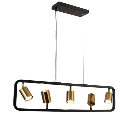 Serrulata 5-Light 31.5-in Black&Gold Modern Rectangle Kitchen Island Light