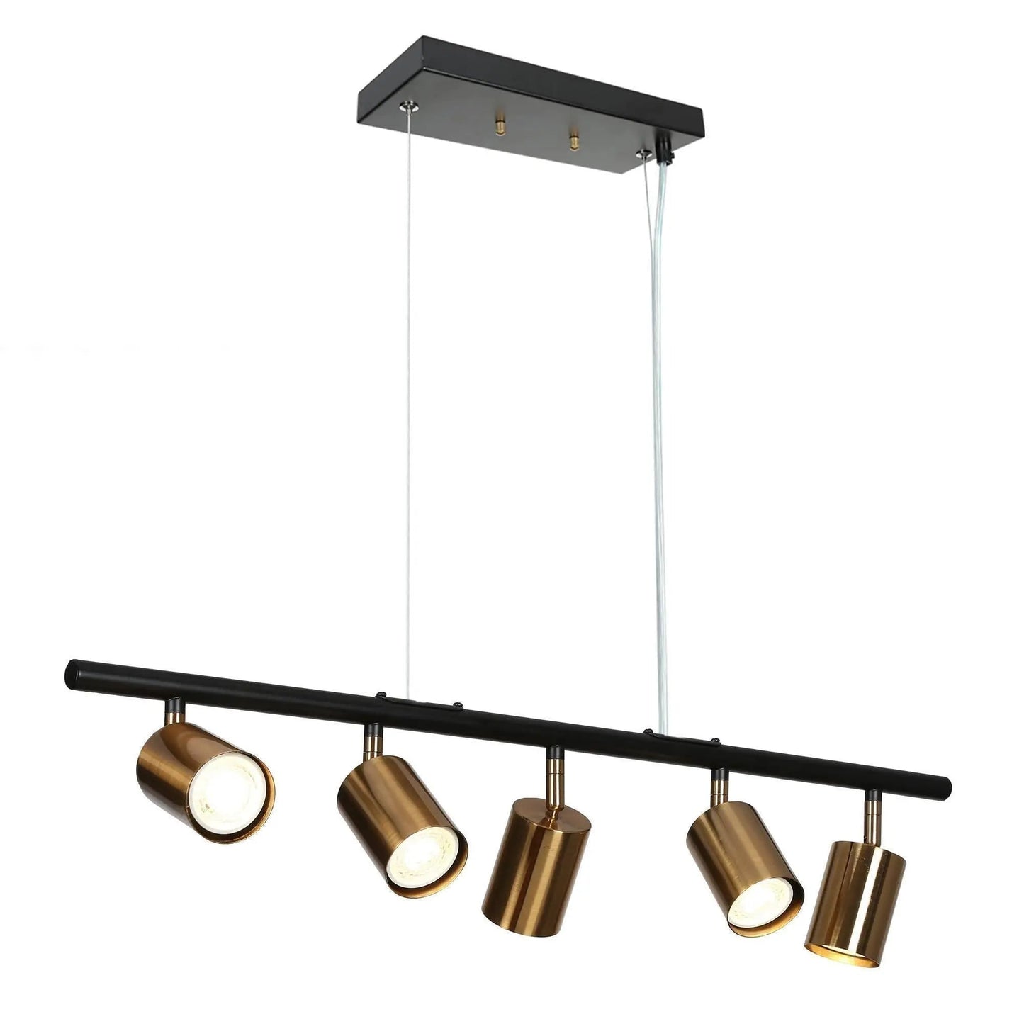 Serrulata 5-Light 28.5-in Black&Gold Modern Linear Kitchen Island Light