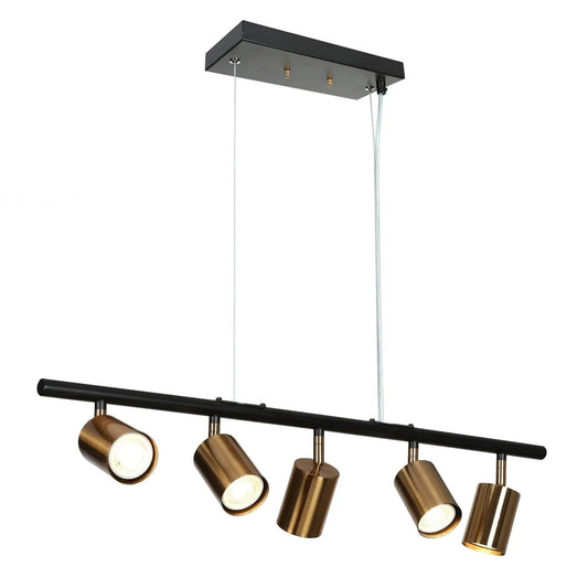 Serrulata 5-Light 28.5-in Black&Gold Modern Linear Kitchen Island Light