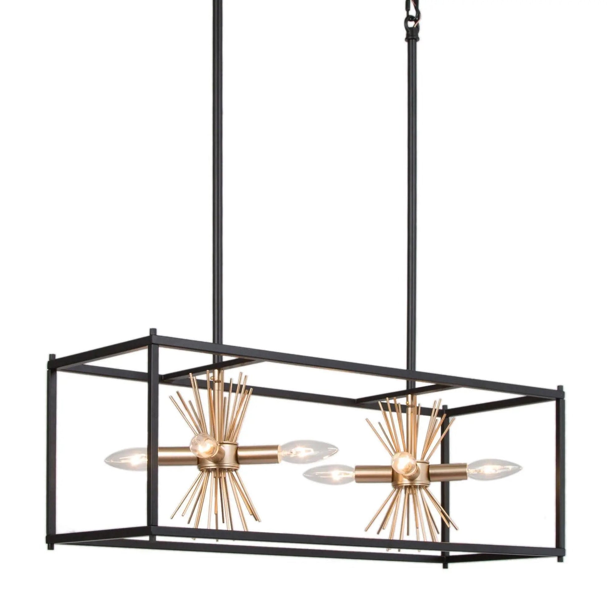 Iianmin 8-Light 26-in Black Modern Rectangle Kitchen Island Light