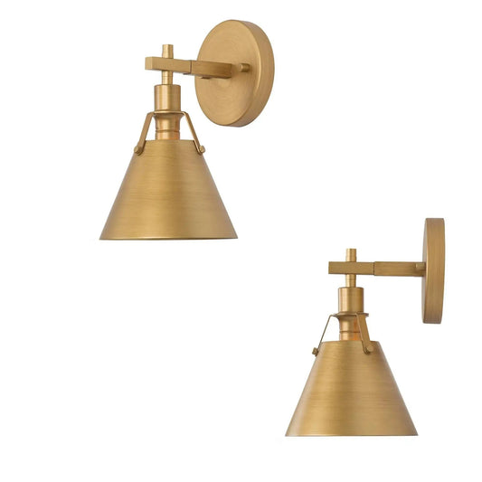 Ives 1-Light Modern Gold Cone Wall Sconces Set of 2