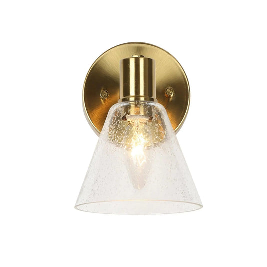 Kendyleigh 1-Light Modern Gold Seeded-Glass Cone Wall Sconces