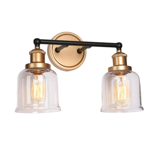 Hengrava 2-Light Black and Gold Vanity Light