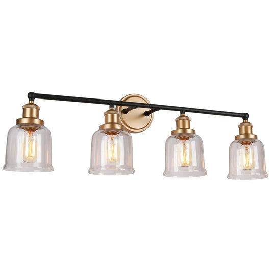 Hengrava 4-Light Black and Gold Vanity Light