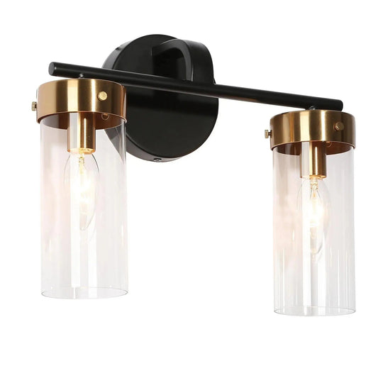 Jujueo 2-Light Black and Brass Vanity Light