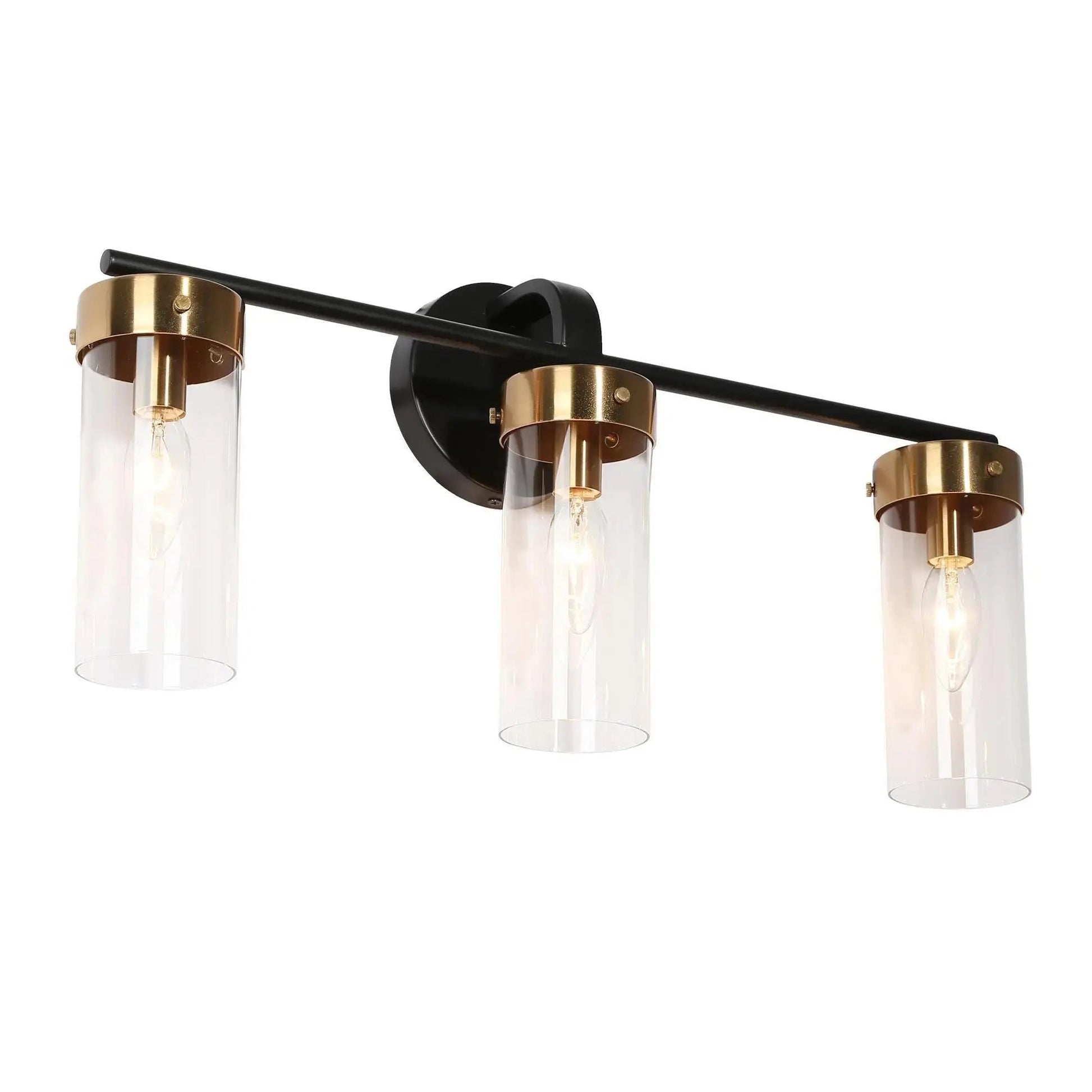 Jujueo 3-Light Black and Brass Vanity Light