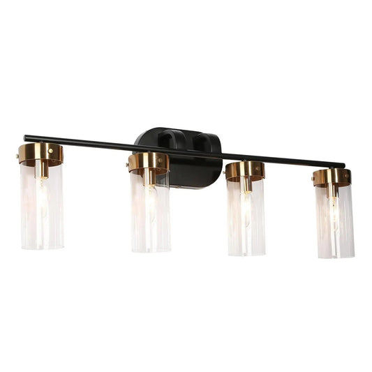 Jujueo 4-Light Black and Brass Vanity Light