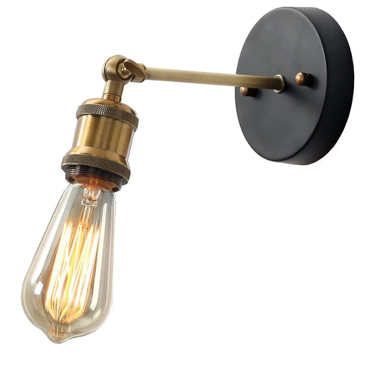 Vesperine 1-Light Industrial Black&Gold Bulb-Shape Wall Sconces