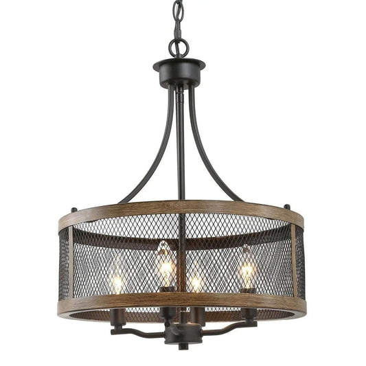 Leah Rustic Drum Shaped Metallic Chandelier 