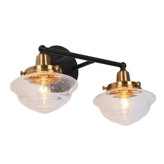 Gnetophyta 2-Light Black and Brass Vanity Light