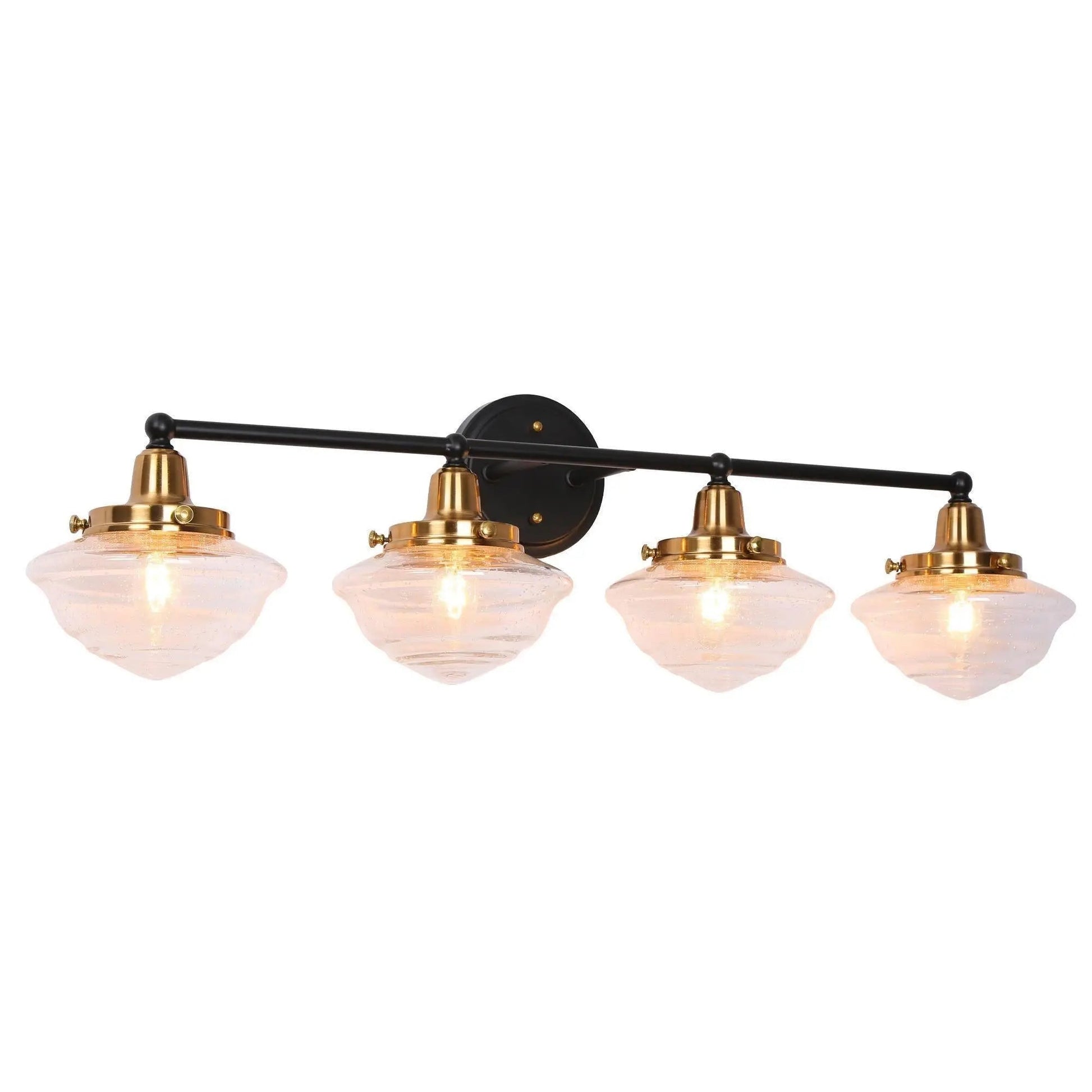 Gnetophyta 4-Light Black and Brass Vanity Light