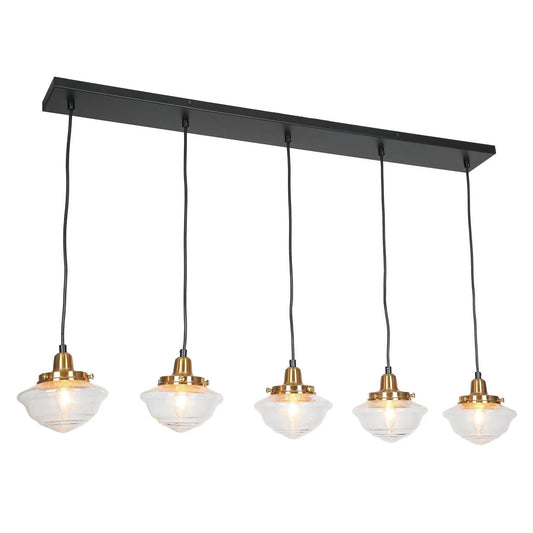 Gnetophyta 5-Light 44-in Black&Gold Modern Cluster Kitchen Island Light