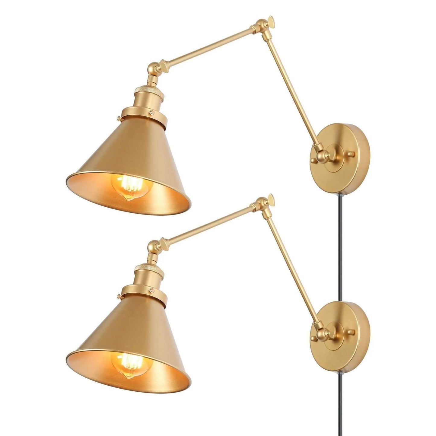 Wollemia 1-Light Modern Gold Swing Arm Wall Sconces Set of 2