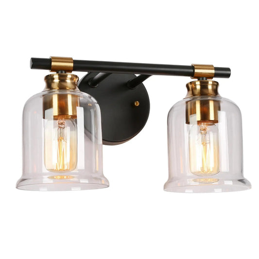 Chayote 2-Light Black and Brass Vanity Light