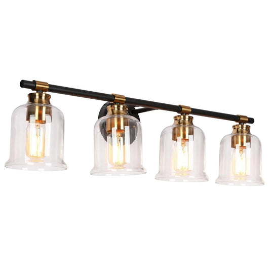 Chayote 4-Light Black and Brass Vanity Light