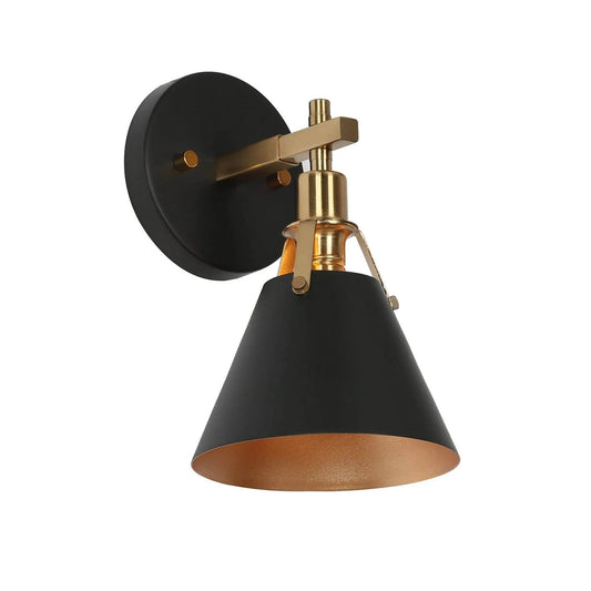 Ives 1-Light Modern Black and Gold Cone Wall Sconces