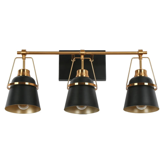 Alstroemeria 3-Light Black and Brass Vanity Light