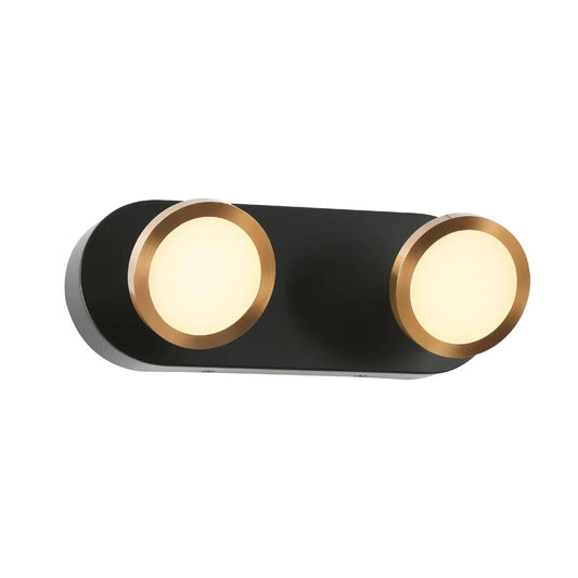 Quasarian 2-Light Black and Brass LED Vanity Light