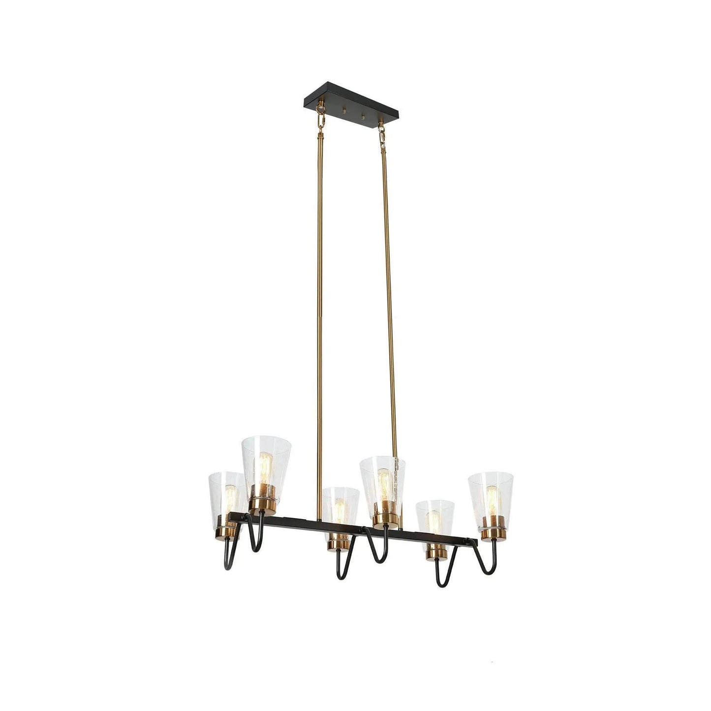 Neil 6-Light Large Black&Gold Modern Linear Kitchen Island Light