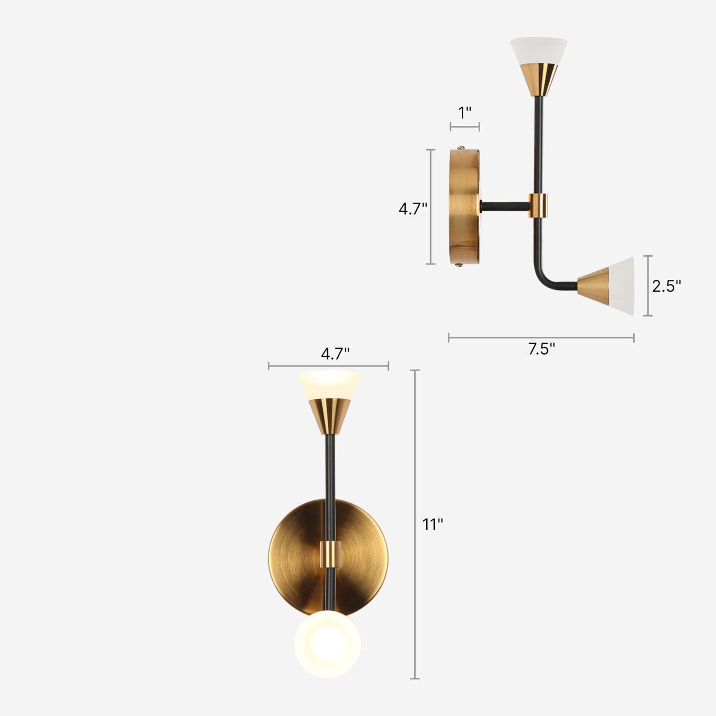 2-Light Black Gold LED Wall Sconces - Belles Lighting