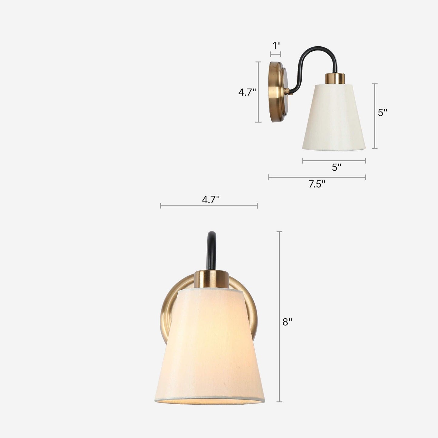 1-Light Brass Wall Sconce with Fabric Shade - Belles Lighting