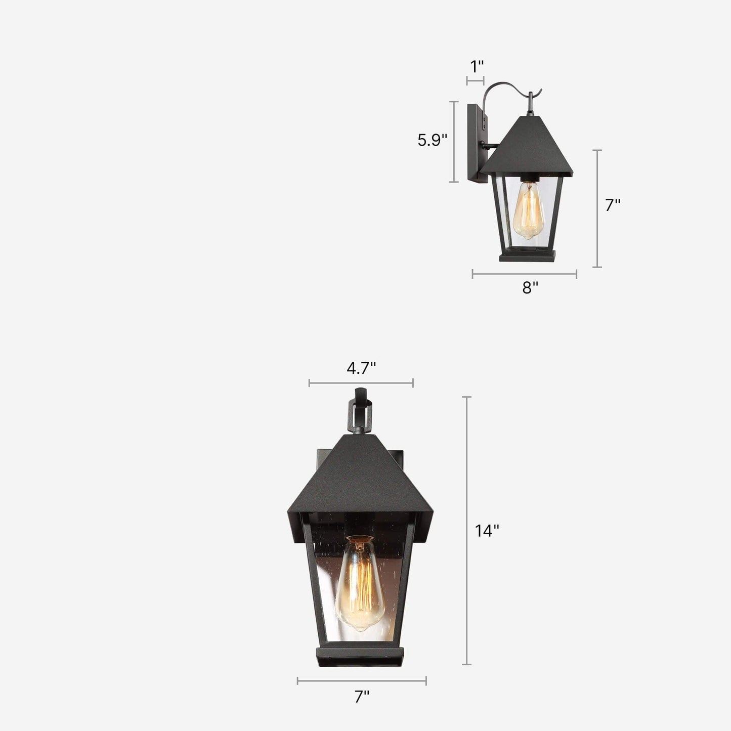 1-Light 2 Pack Outdoor Wall Lights Patio Lantern - Belles Lighting