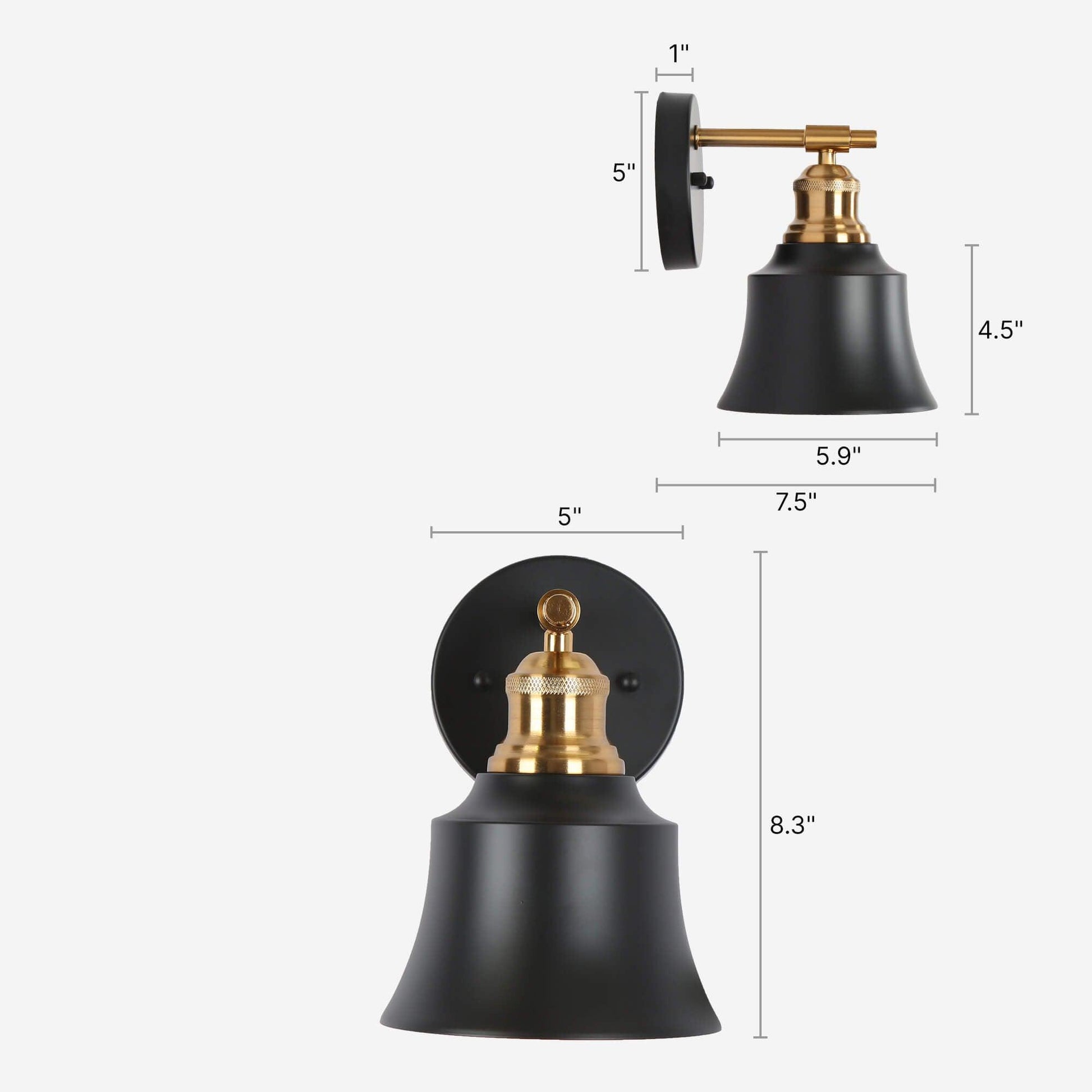 1-Light Black & Brass Wall Sconce - Belles Lighting