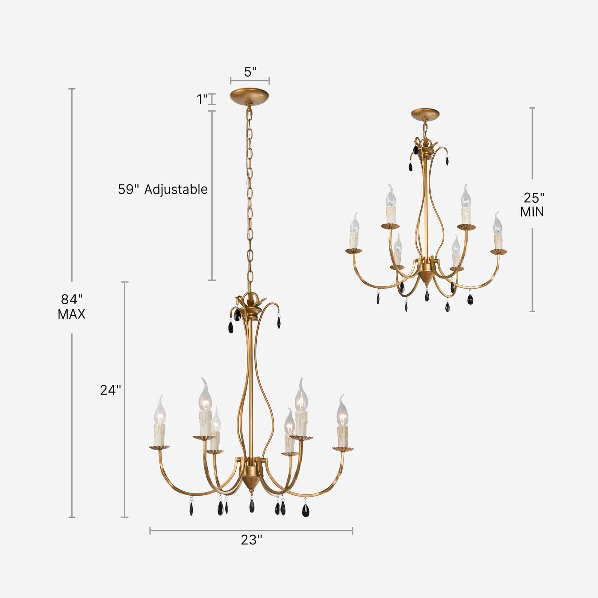 6-Light Gold Candlestick Chandeliers - Belles Lighting