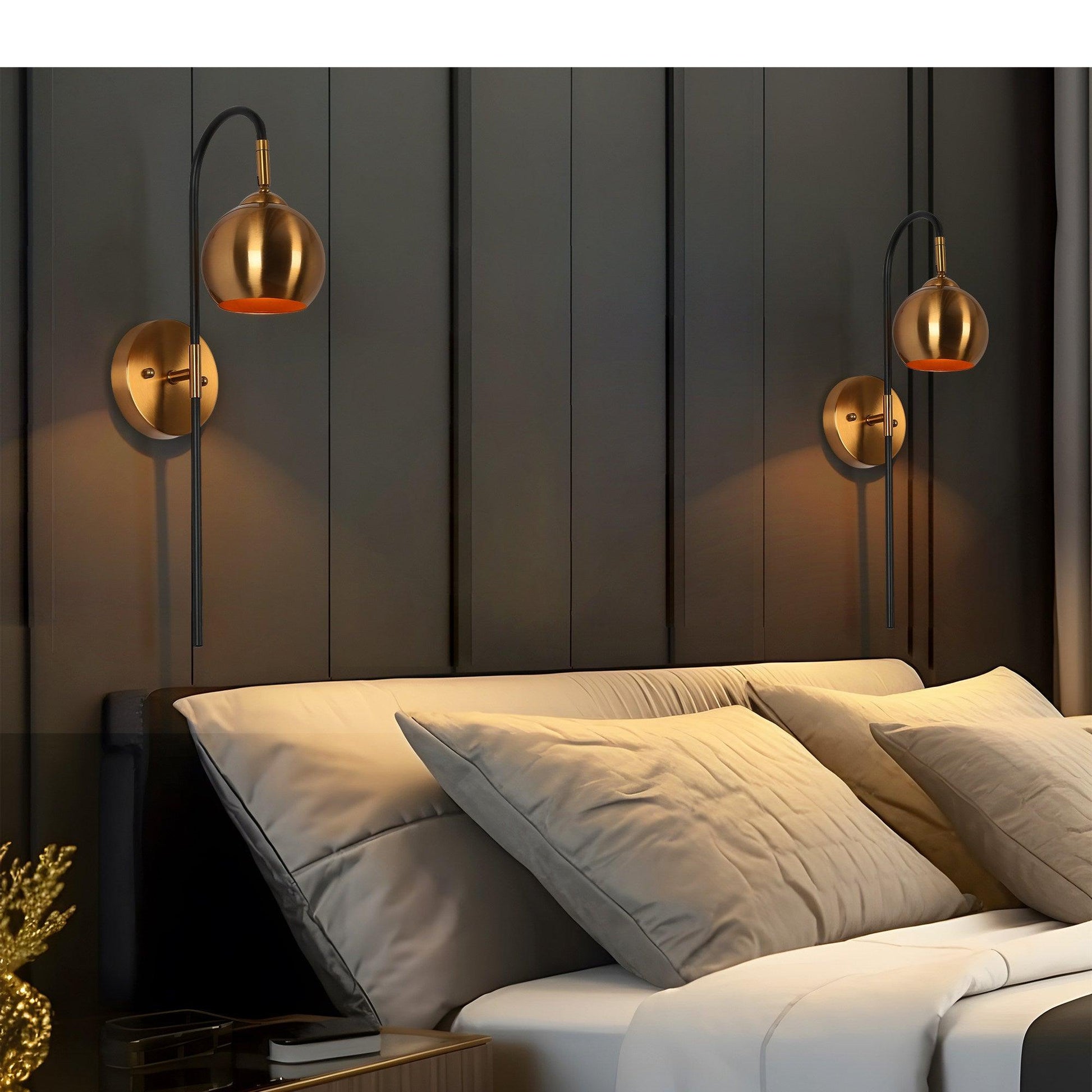 1-Light Black Gold Swing Arm Light Metal Wall Sconce - Belles Lighting