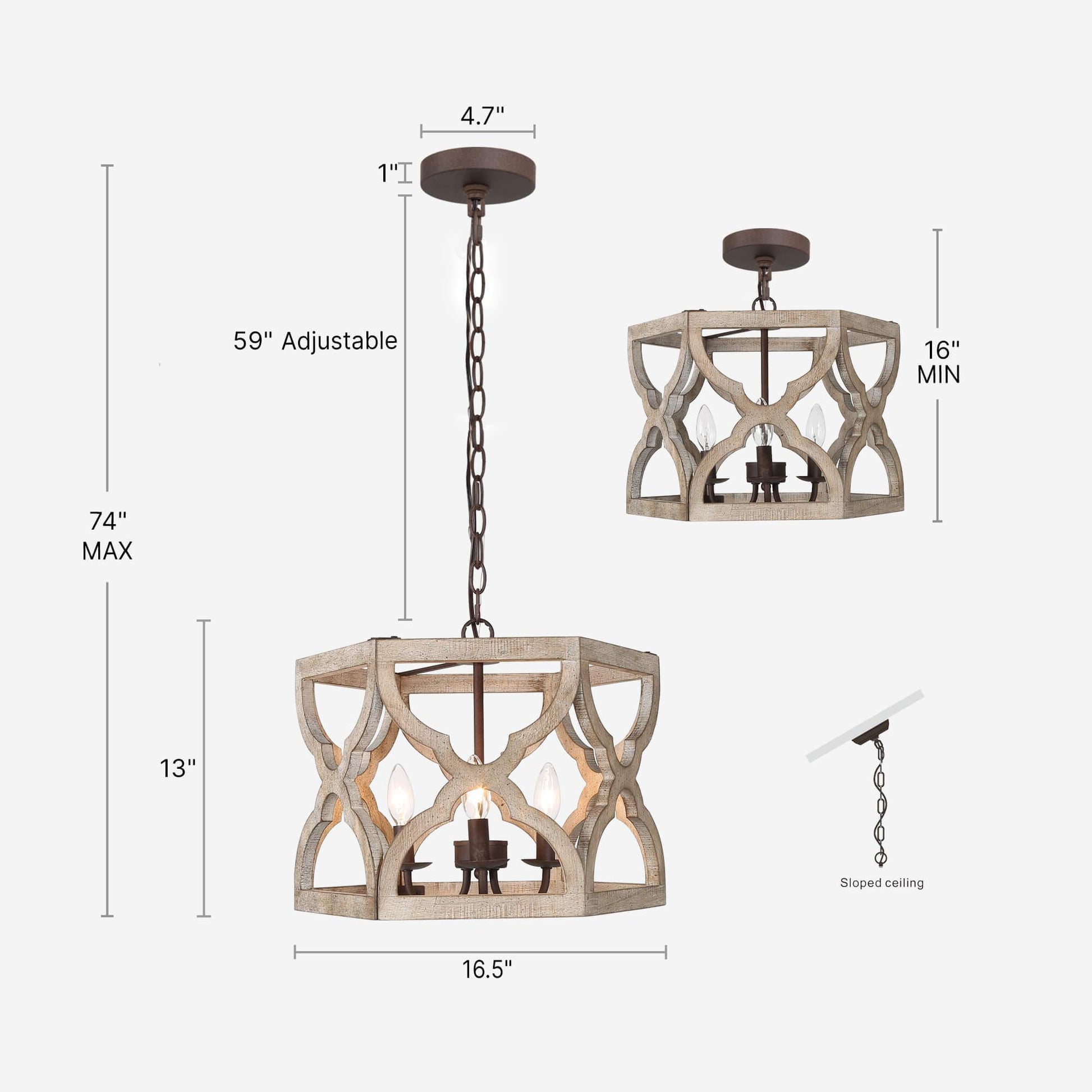 3-Light Rustic Wood Chandeliers - Belles Lighting