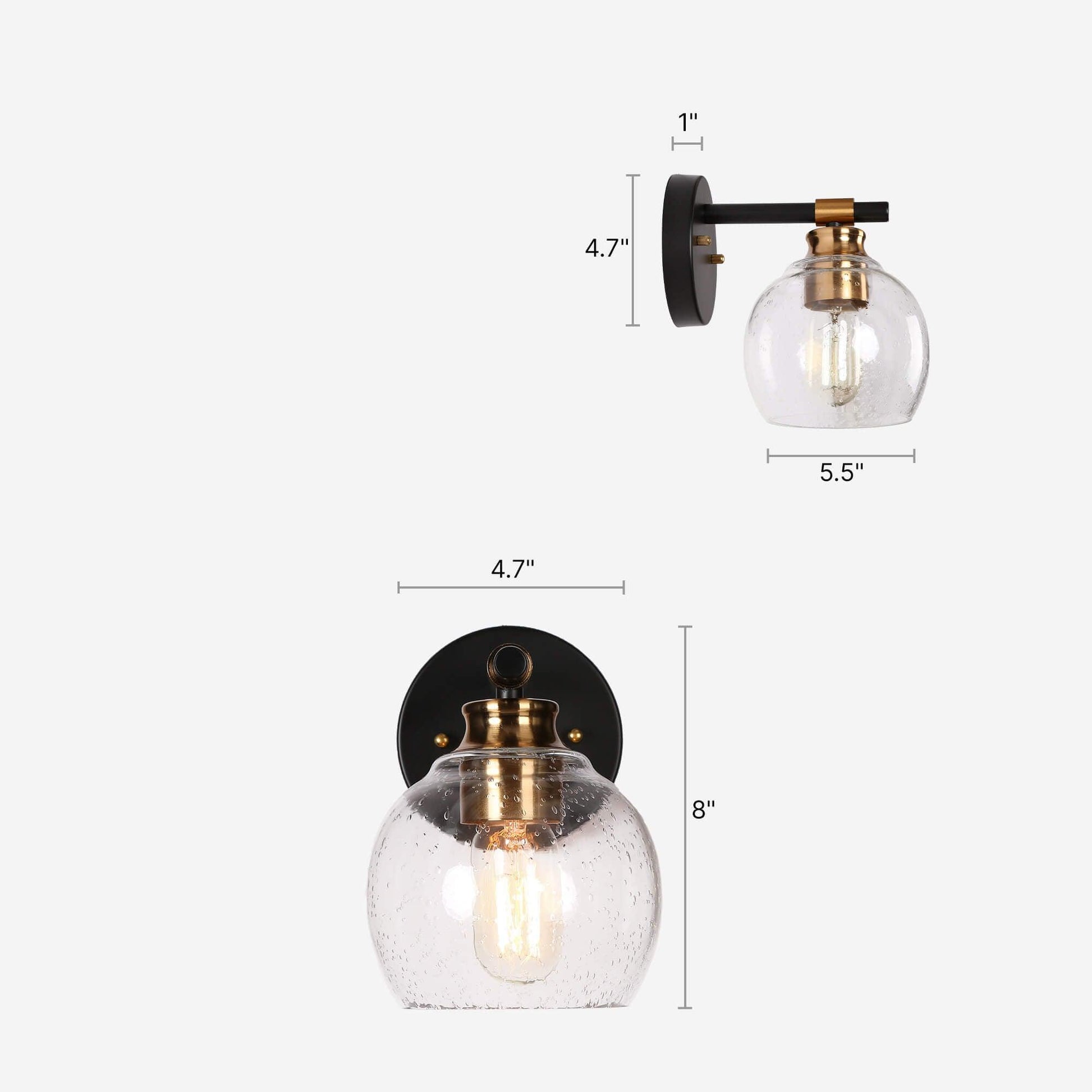 1-Light Black and Gold Wall Sconces - Belles Lighting