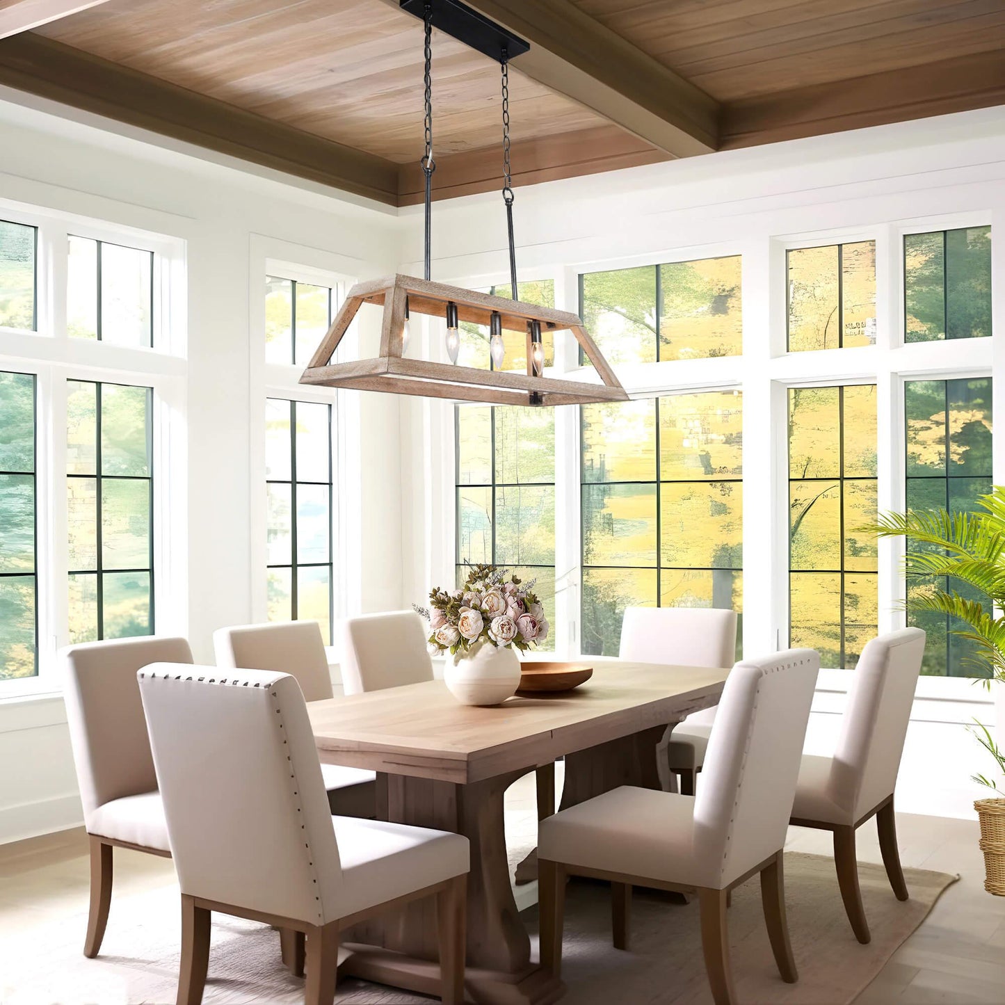 4-Light Wooden Chandelier - Belles Lighting