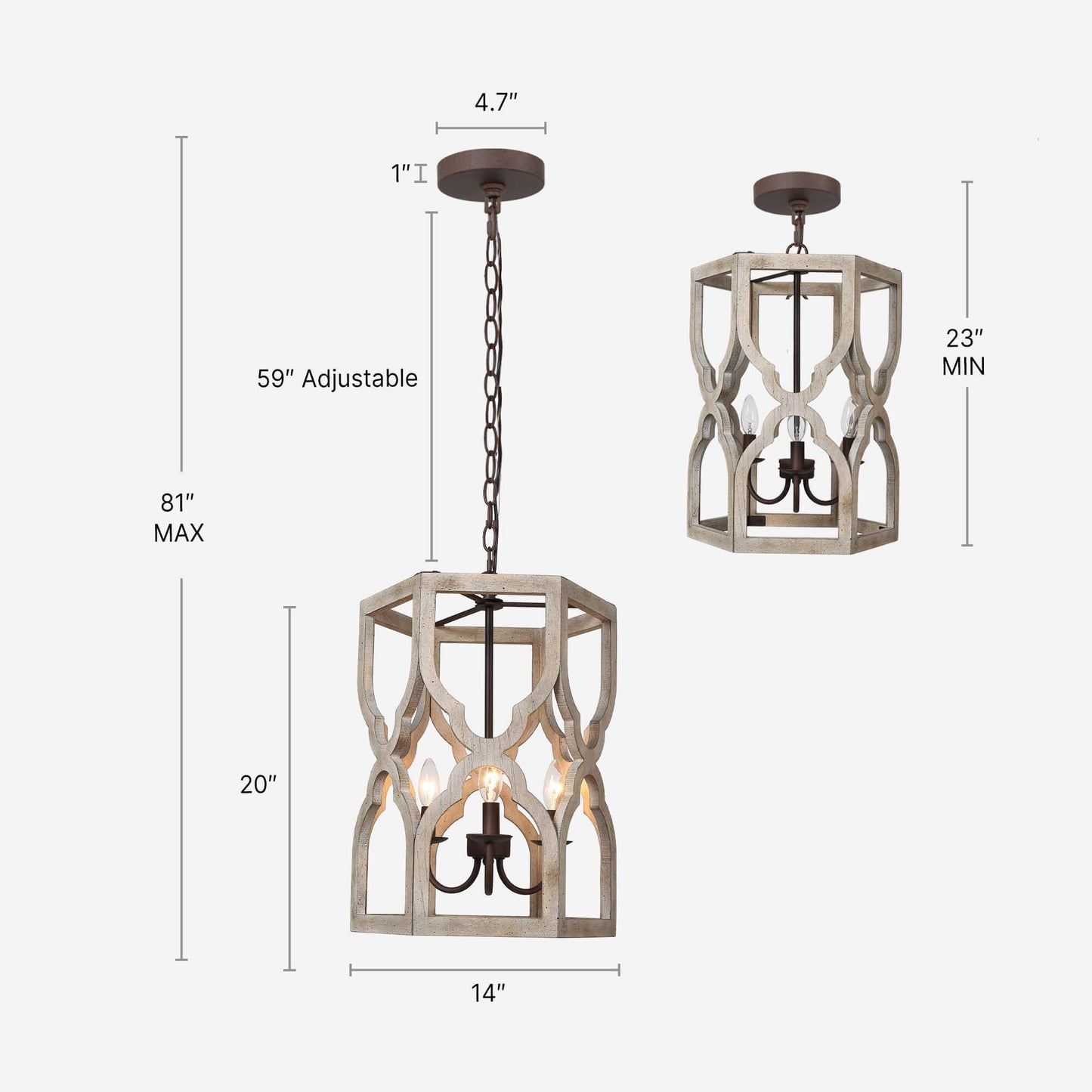 3-Light Cylinder Wooden Chandeliers - Belles Lighting