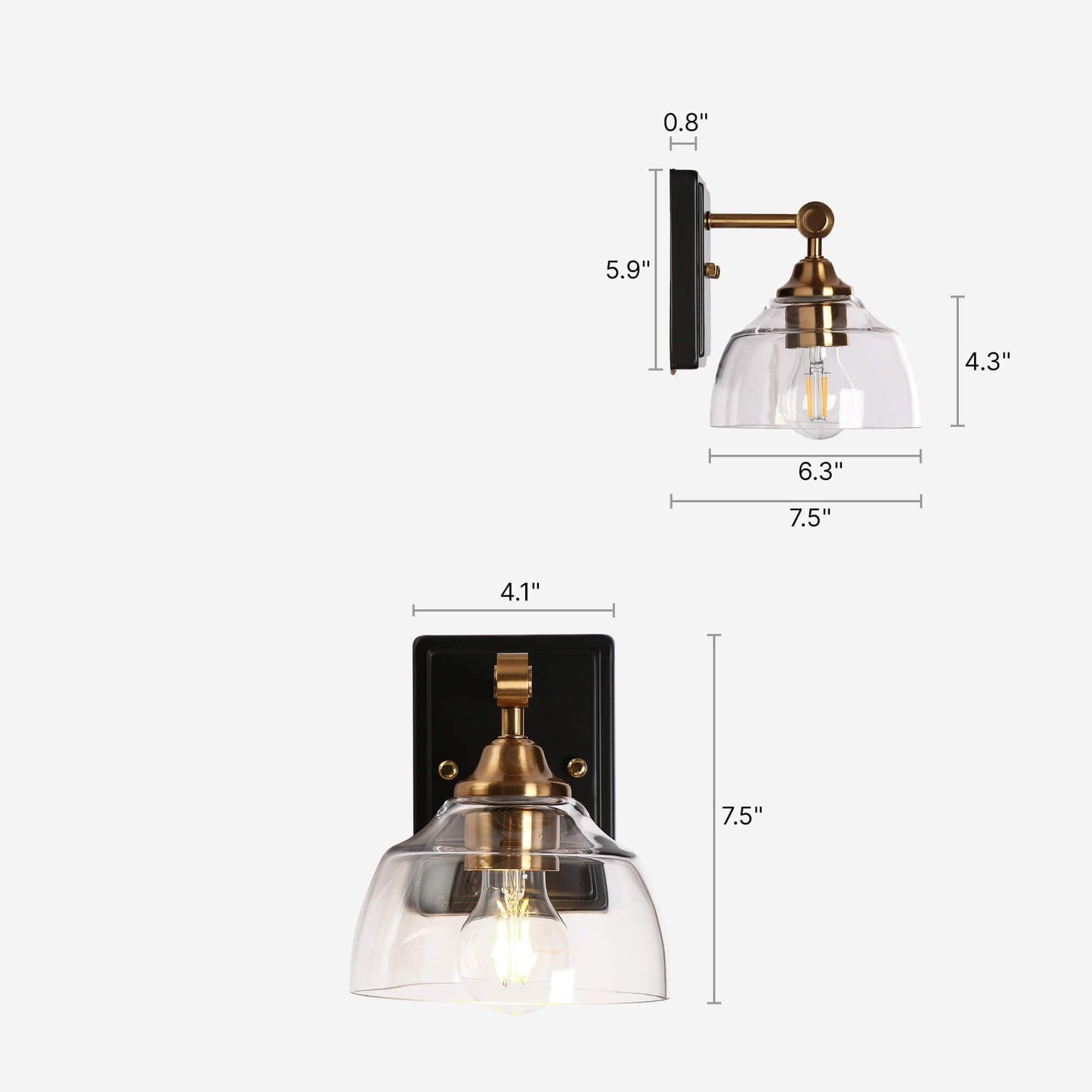 1-Light Glass Wall Sconce Vanity Light - Belles Lighting