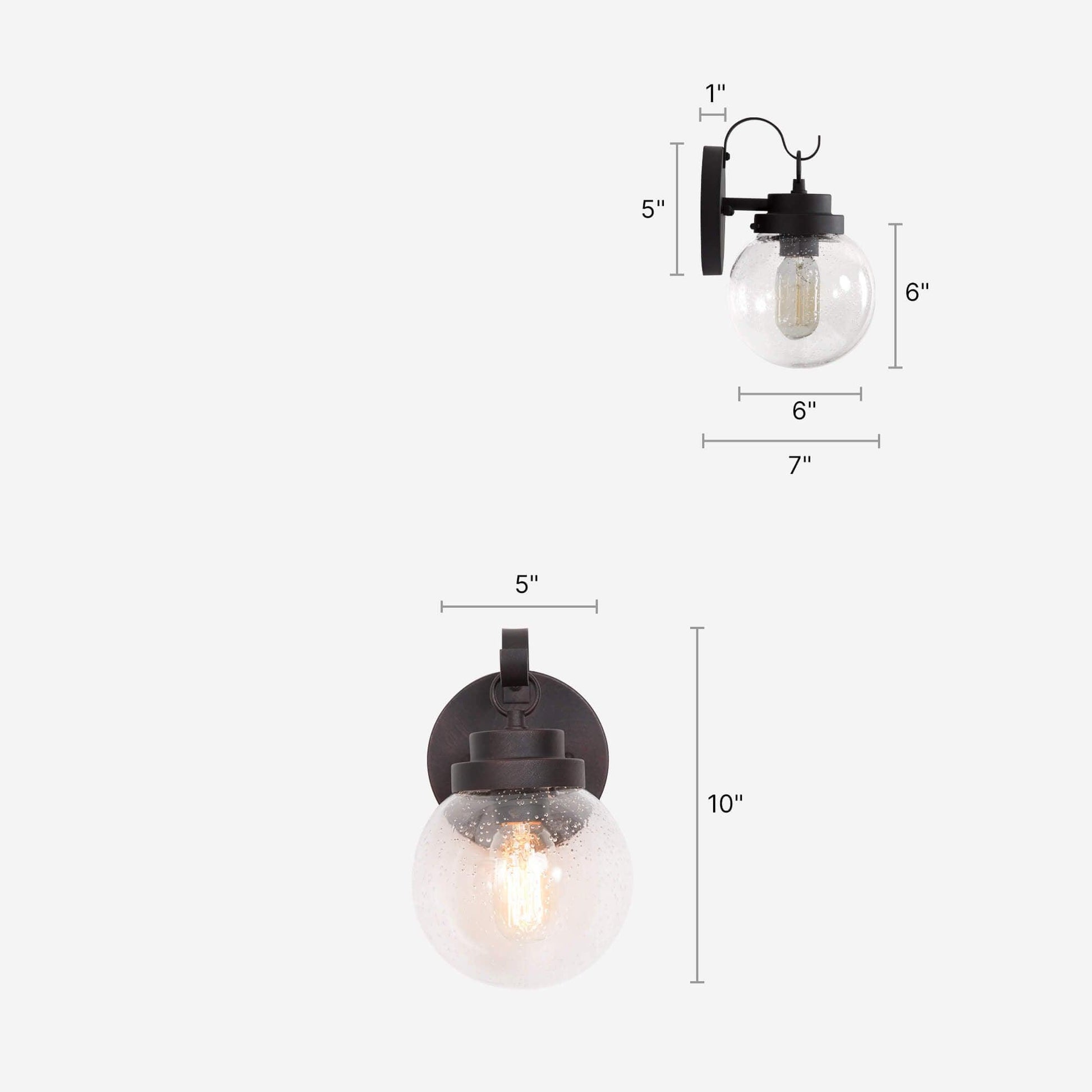 1-Light 2 Pack Black Globe Outdoor Wall Sconce - Belles Lighting