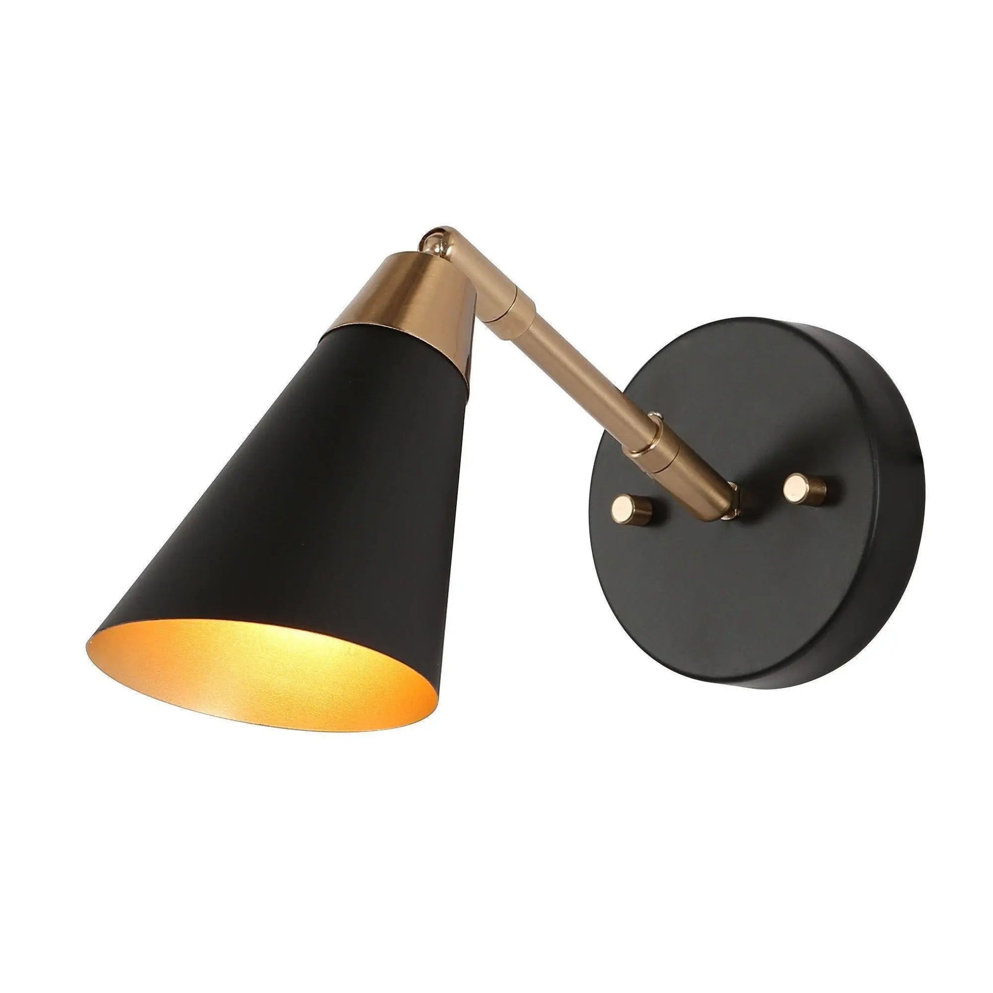 Anthurium 1-Light Modern Black and Gold Cone Wall Sconces